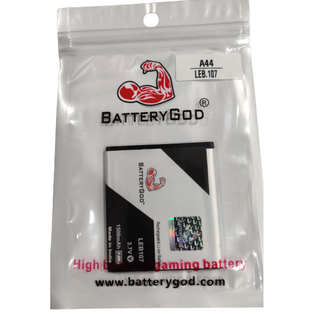  BATTERYGOD Full Capacity Proper  1500 mAh  Battery for Lava A44 / LEB107 / LEB107 / LEB-107