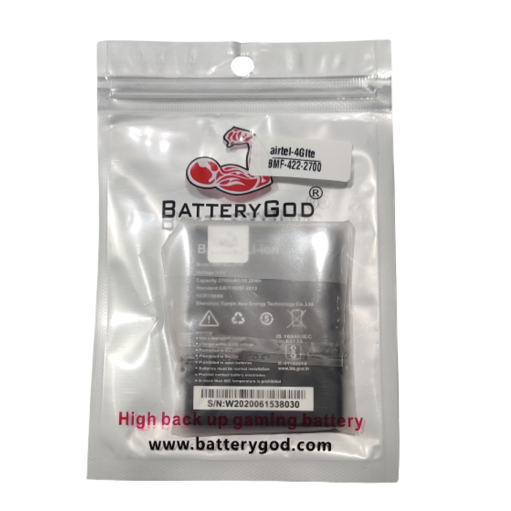 BATTERYGOD Full Capacity Proper 2700mAh Battery For  Airtel Dongle  Airtel-4G Ite  BMF-422-2700 / bmf-422-2700 