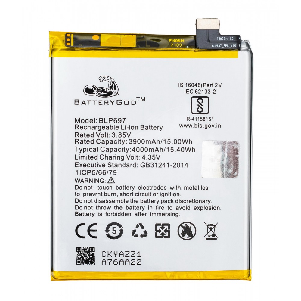 BATTERYGOD Full Capacity Proper 3900 mAh Battery for Oppo F11 Pro / BLP697 / BLP-697