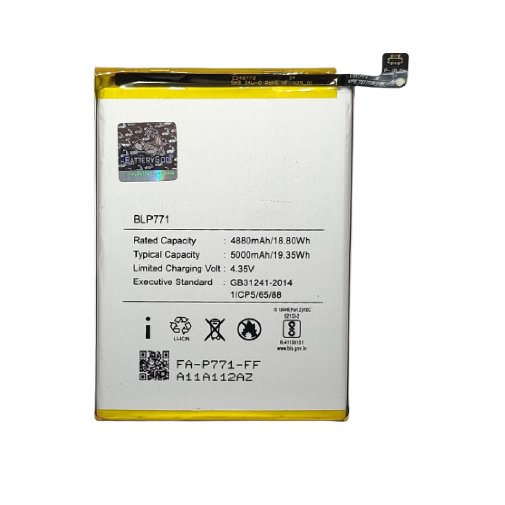 BATTERYGOD Full Capacity Proper 5000 mAh Battery For REALME 6I /REALME C3 / NARZO 10 /BLP-771 / BLP771