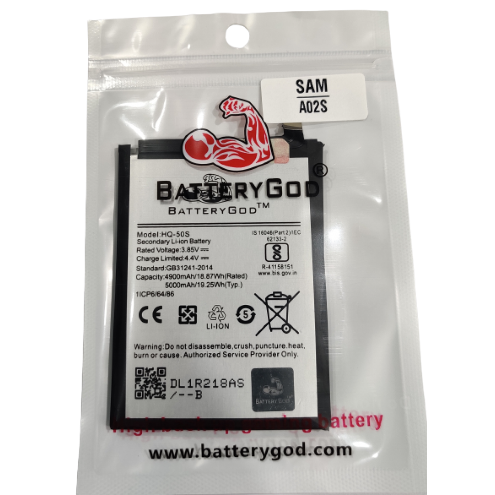  BATTERYGOD Full Capacity Proper  5000 mAh  Battery for Samsung Galaxy A02S / A02 / HQ-50S