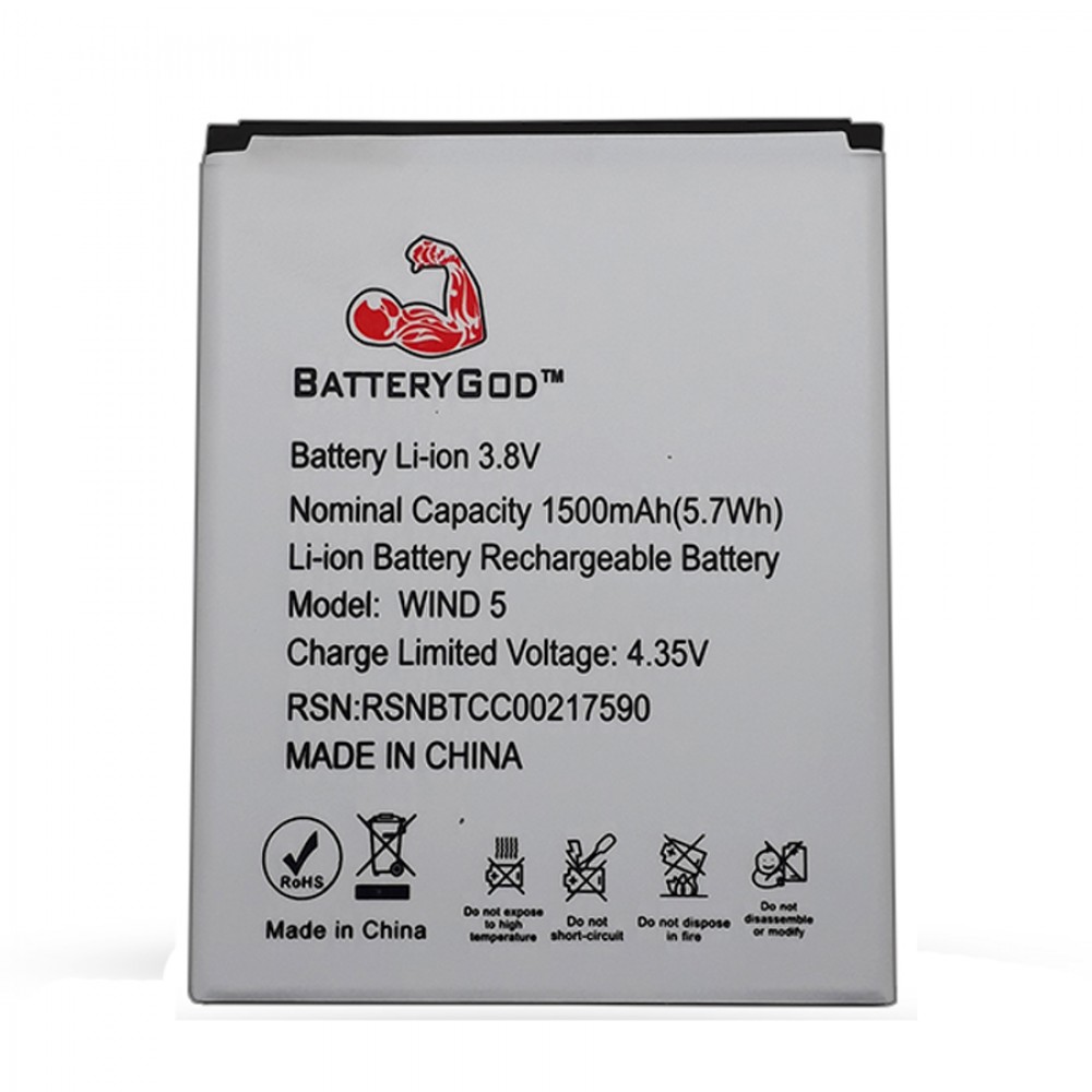 BATTERYGOD Full Capacity Proper 1500 mAh Battery For LYF Wind 5 / 365870ARE