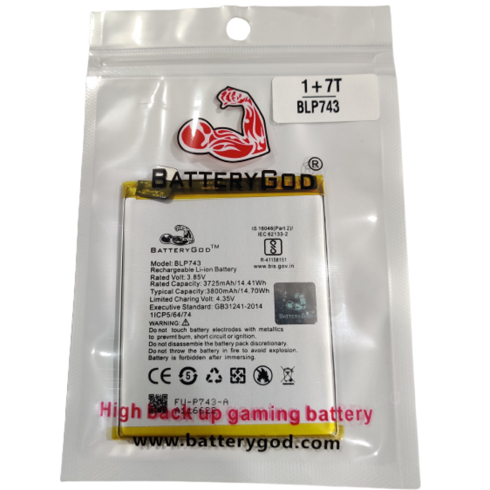  BATTERYGOD Full Capacity Proper  3800 mAh  Battery for One Plus 7T / 1+7T / BLP-743 / (BLP743)
