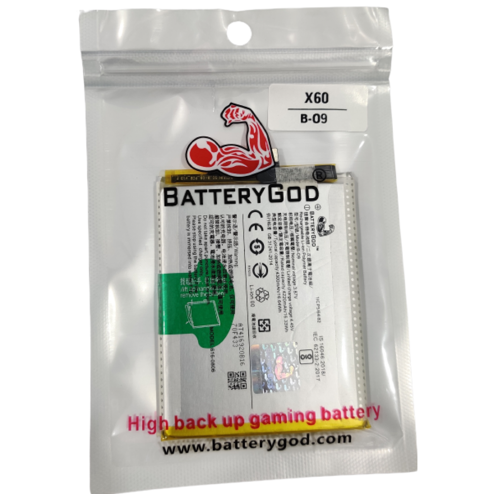  BATTERYGOD Full Capacity Proper  4300 mAh  Battery for Vivo X60 / B-O9 / BO9