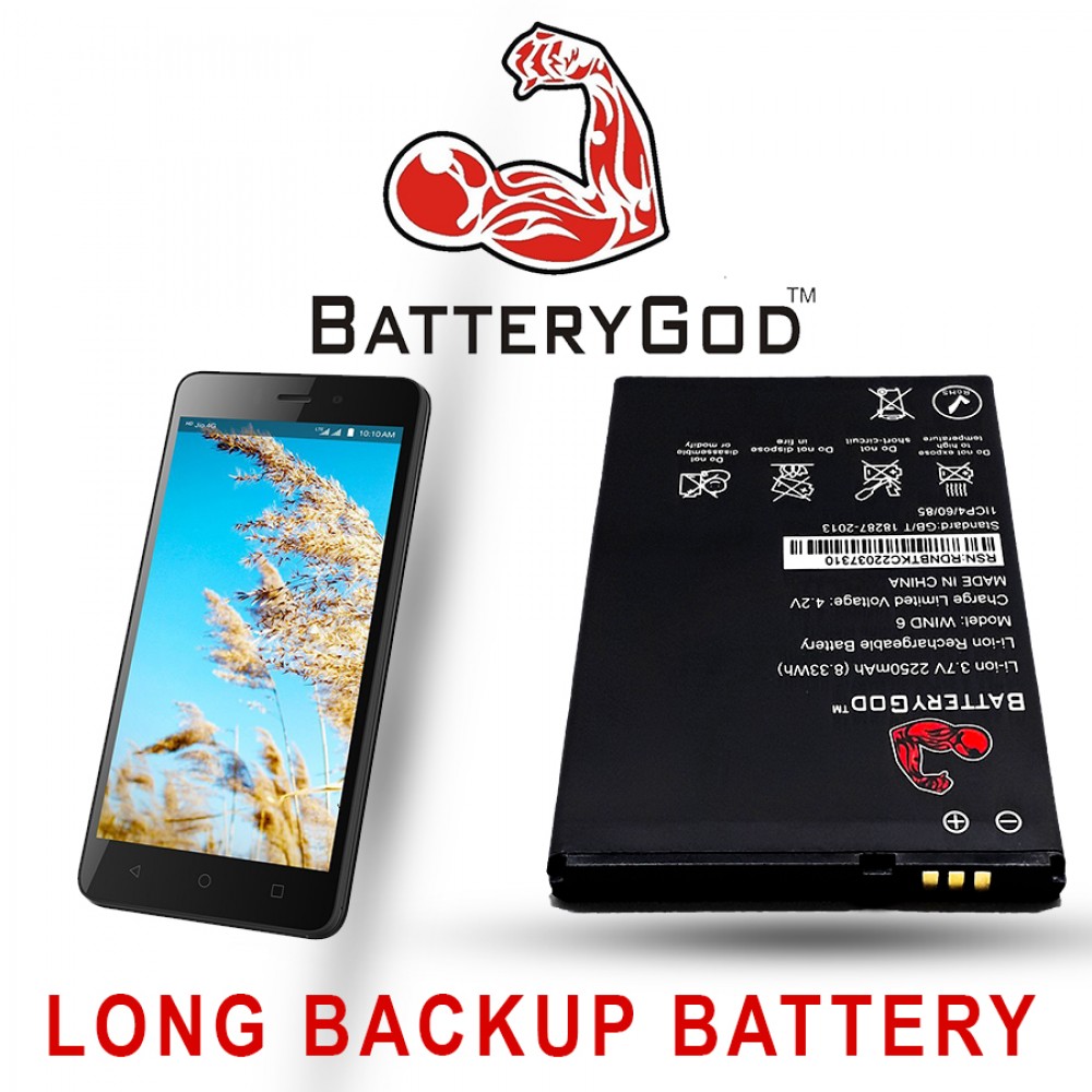 BATTERYGOD Full Capacity Proper 2250 mAh Battery For LYF Wind 7 / LS-5016