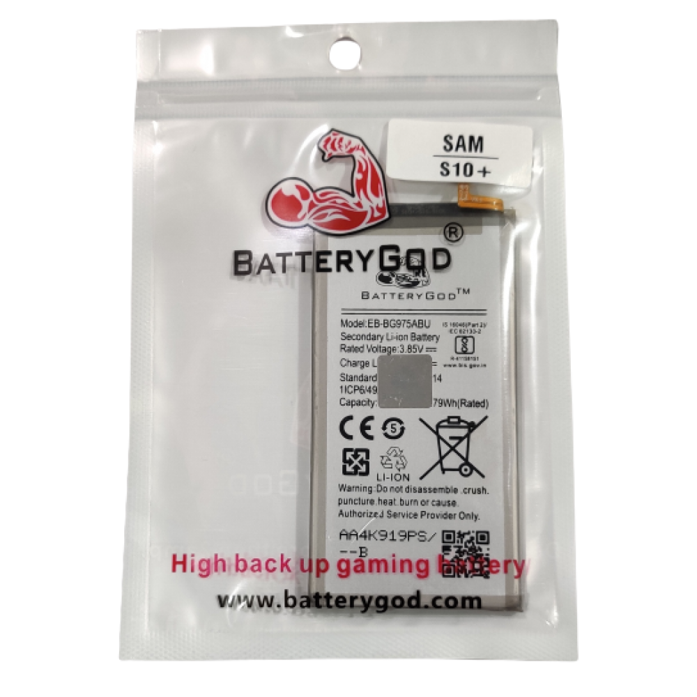 BATTERYGOD Full Capacity Proper 4100 mAh Battery For Samsung Galaxy S10 Plus / S10+ / EB-BG975ABU 